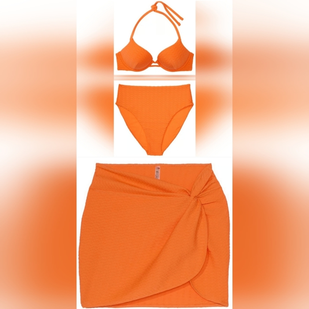 32D/S/XS/S VS Swim Bombshell PushUp Bikini Top High Waist Sarong Bikini Set